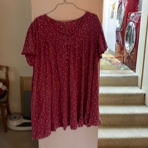 Dreams Co. 3X burgundy with flowers nightgown